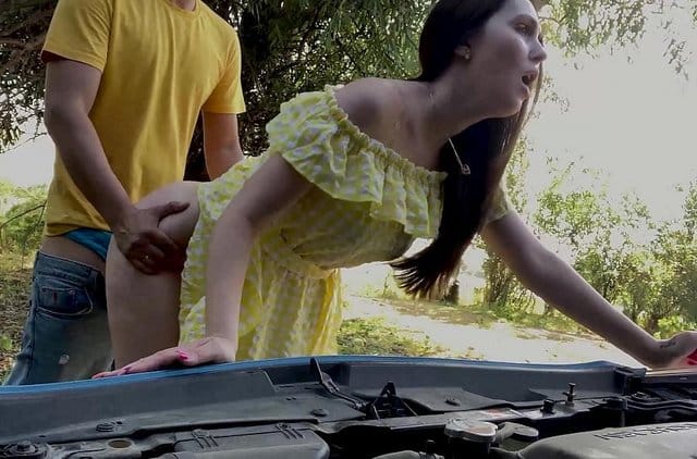 Amateur Wife Broke Car And Fuck With Stranger 13