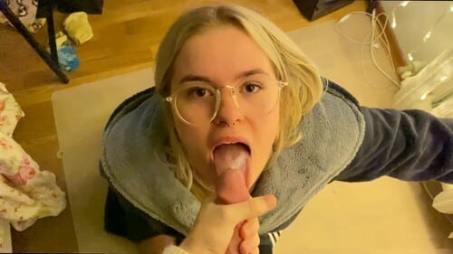 Hot Cute Blonde Girlfriend Blowjob And Cums Swallows 2