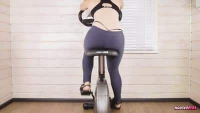 Ballbustextrememy Work Out On Exercise Bike In Yoga Pants Ass View Era 1