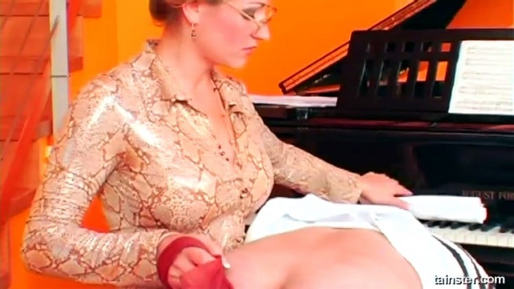 Bitchy Piano Tutor Dishes Out Cock And Ball Torture 3