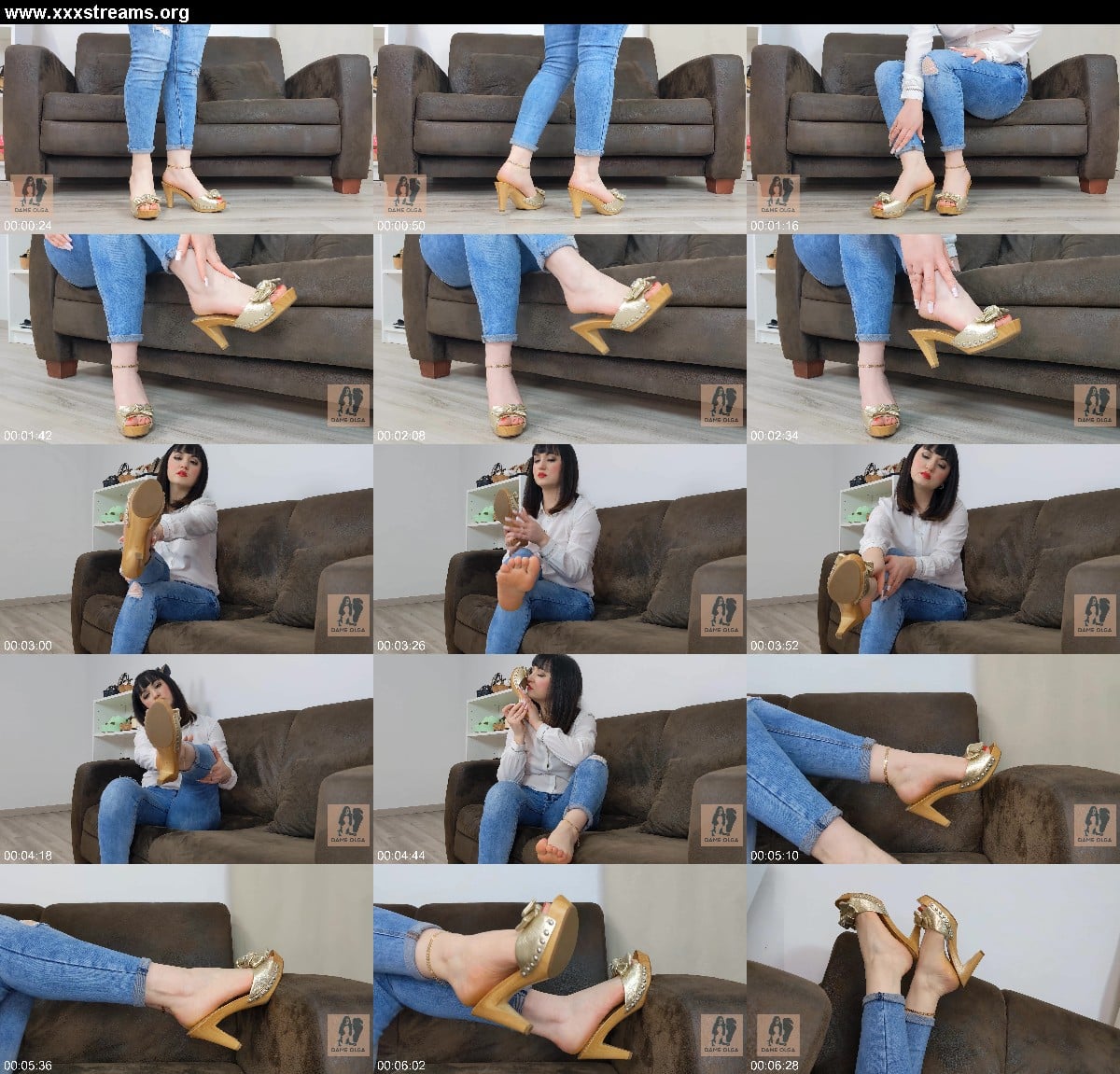 Dame Olga's Fetish Clips - (422) Wooden Mules And Blue Jeans 3