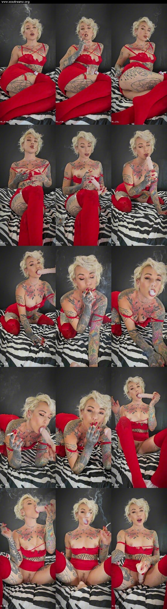 Kinkerbell23 - Sucking, Playing And Smoking Three Marlboro Red 100S Dressed In All Red 3