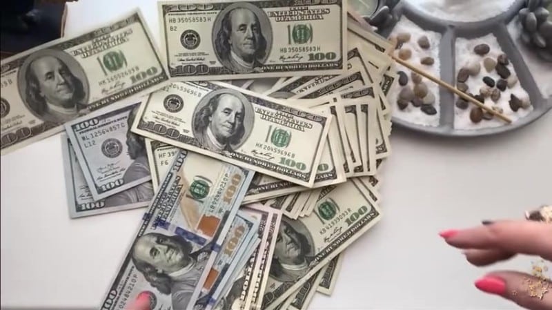Goddess Misha Goldy ASMR rustling of dollar bills in my beautiful manicured hands humiliation 2