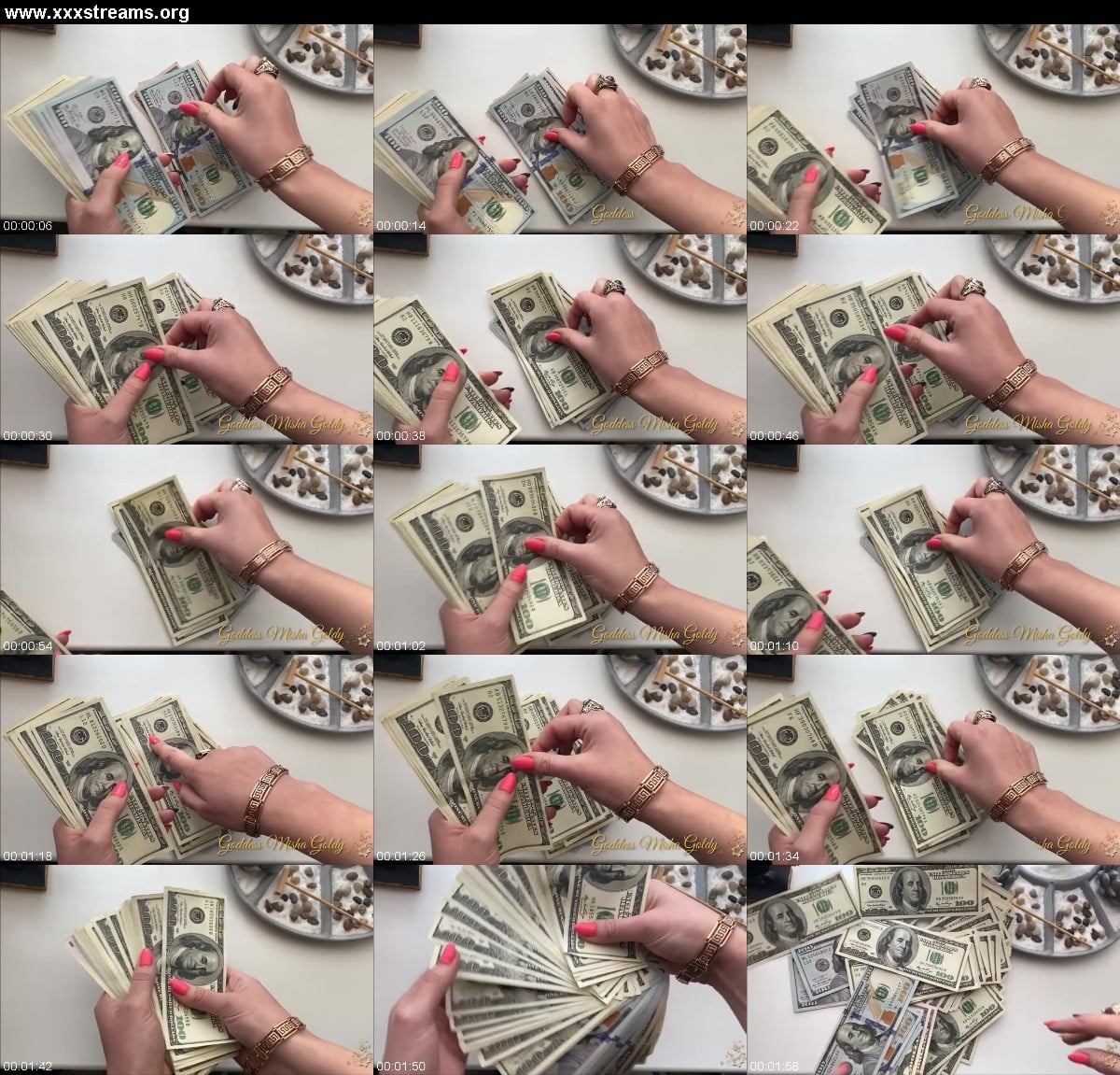 Goddess Misha Goldy ASMR rustling of dollar bills in my beautiful manicured hands humiliation 3