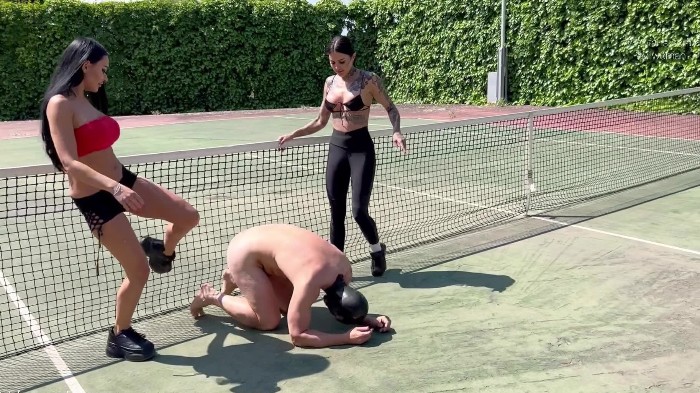 Evil Woman & Mistress Mika - Casual Girls Dominating Loser On Tennis Court 31.05.2022 3