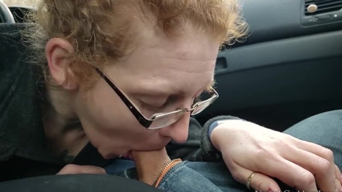 Redhead Milf Ivy Sucks And Swallows Hubby's Load In A Parked Car 2