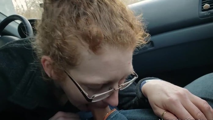 Redhead Milf Ivy Sucks And Swallows Hubby's Load In A Parked Car 5