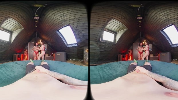 [ThroattleVR / Sexlikereal.Com] Lady Lyne & Sabien Demonia - College Surprise (original 6k) 23