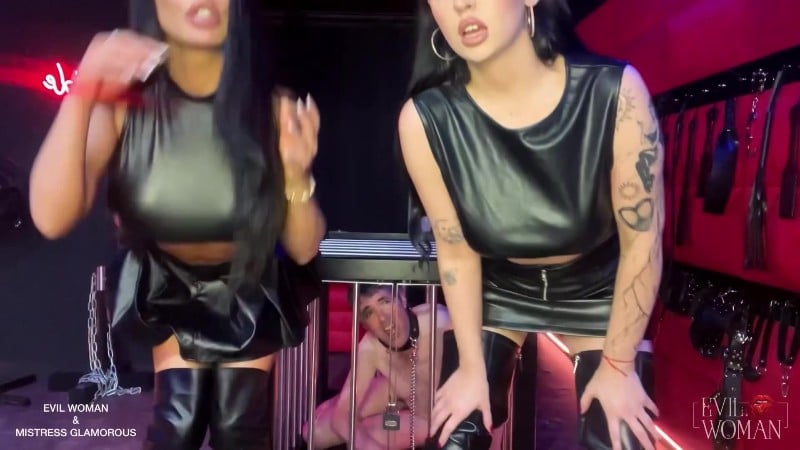Evil Woman and Mistress Glamorous - Imprisonment and boot worship 2