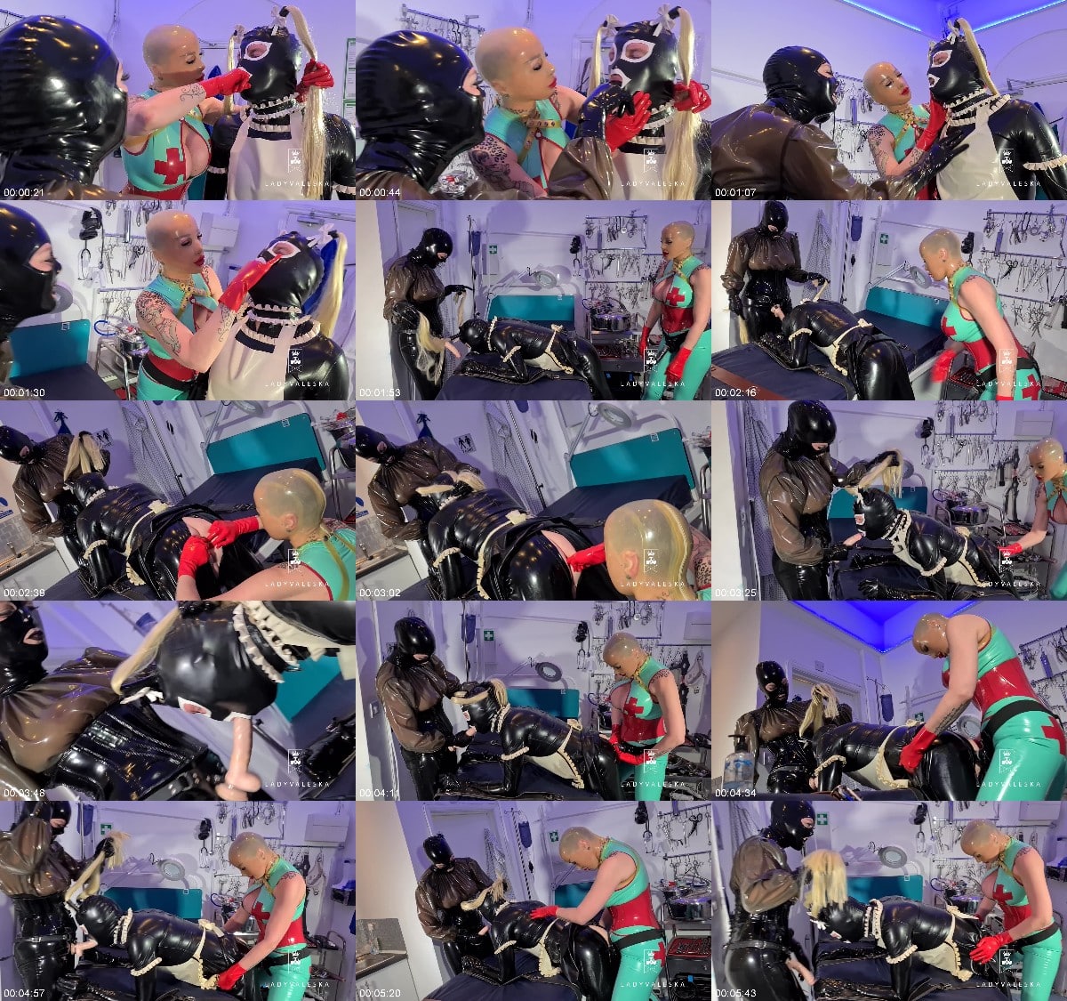 Lady Valeska - Rubber Nurses Spitroast Their Maid 6