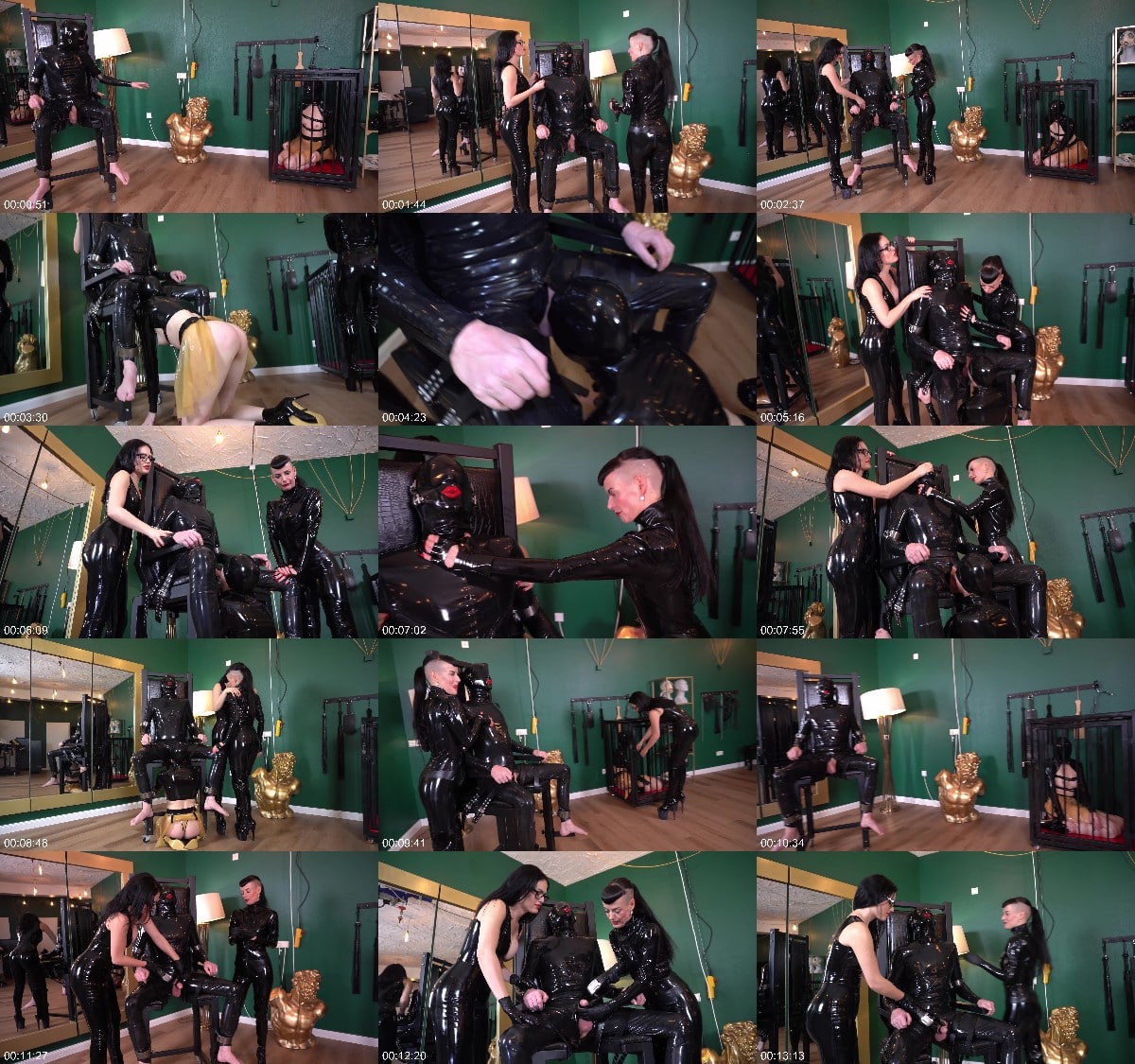 Rubber Pervs - Milking on The Slave Chair by 2 Femdoms 6