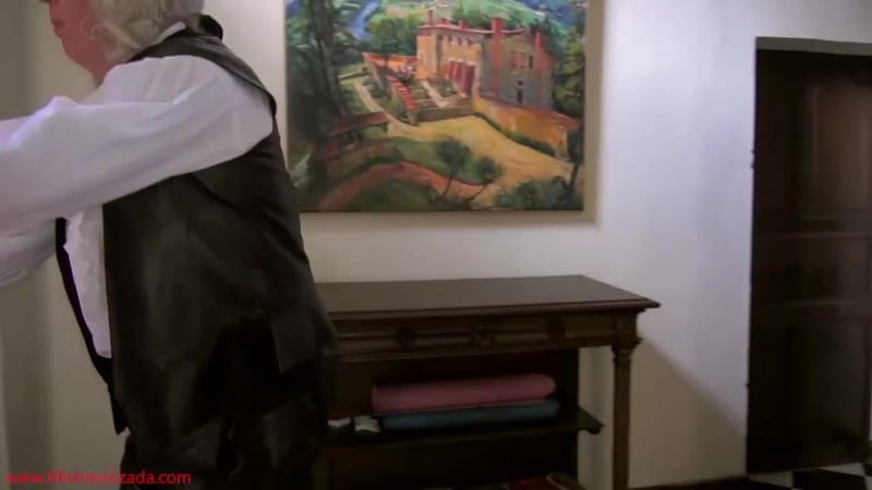 Mistress Ezada Sinn - Butler for My stockings - using Her slave as a butler 1