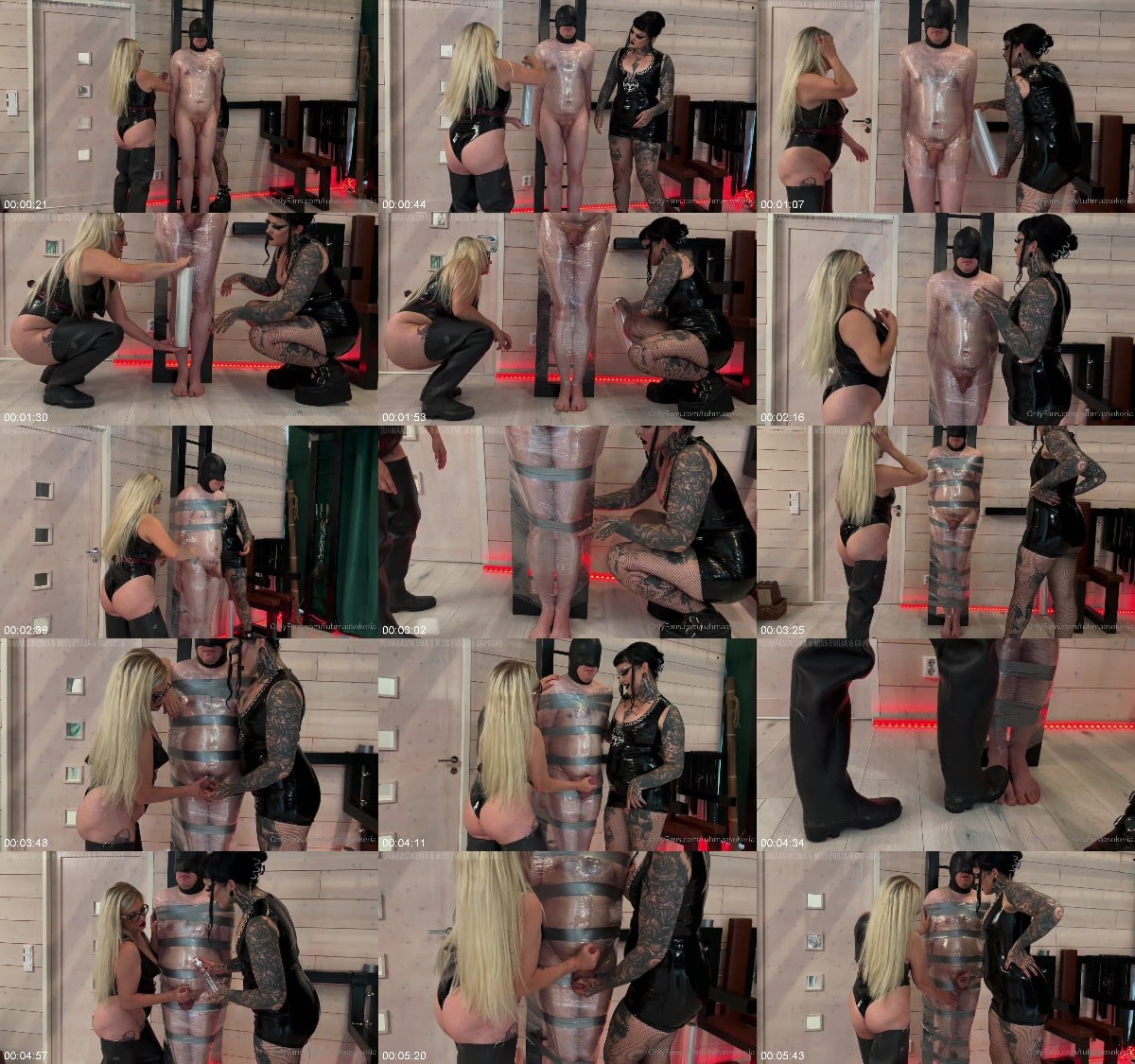 Tuhmaa Sokeria - Slave Wrapped In Plastic And Teased By Two Dommes 6