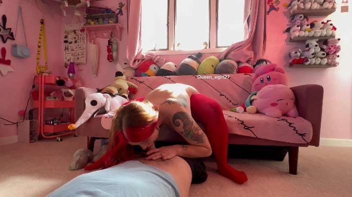 [OF-Queenegirl27] Creampie Ride In Sexy Red Stockings [2160p] 18