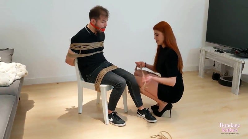 Bondage Kitties - Girlfriend and mistress take revenge on boy on Valentines Day 3