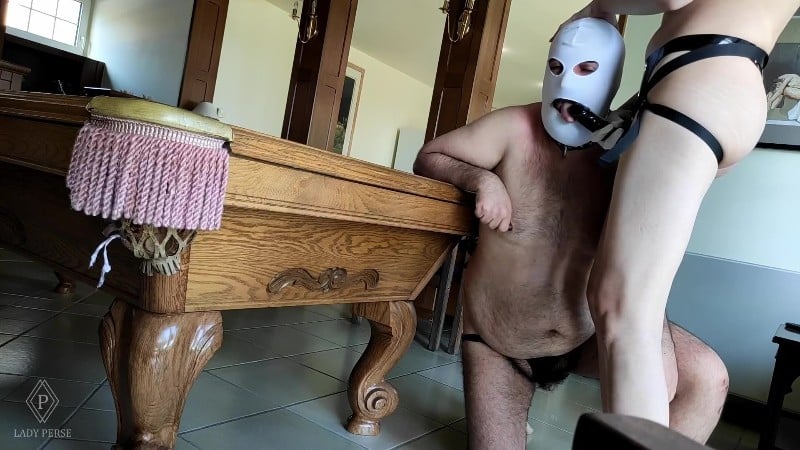 LadyPerse - Pegging Slave On The Pool Table 5