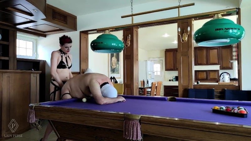 LadyPerse - Pegging Slave On The Pool Table 1
