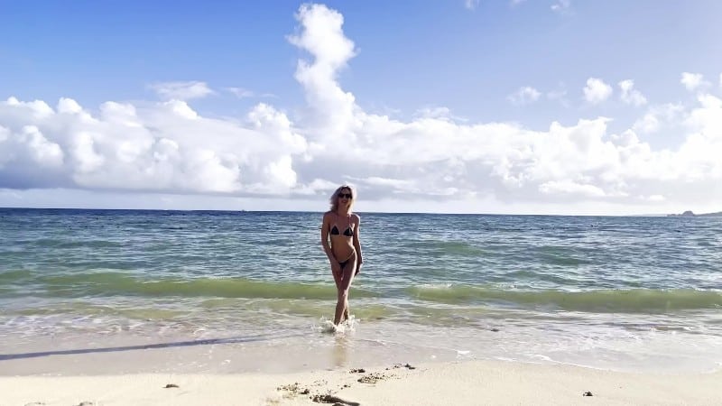 Pacific Ocean Joy Bikini Peach Vlog SFW 3