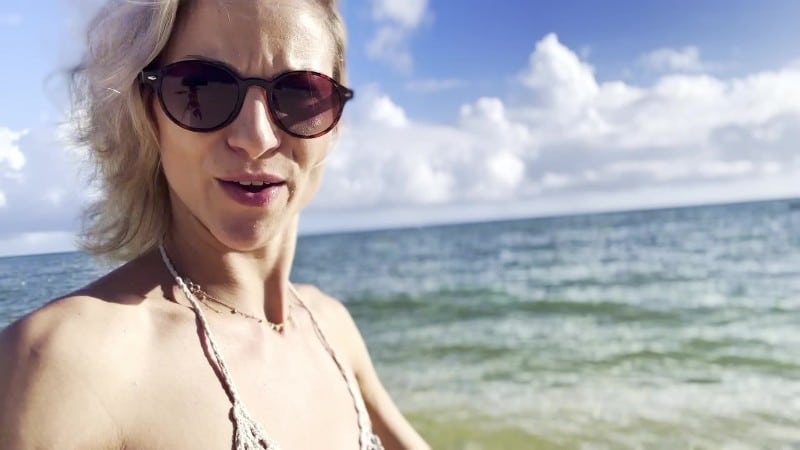 Pacific Ocean Joy Bikini Peach Vlog SFW 4