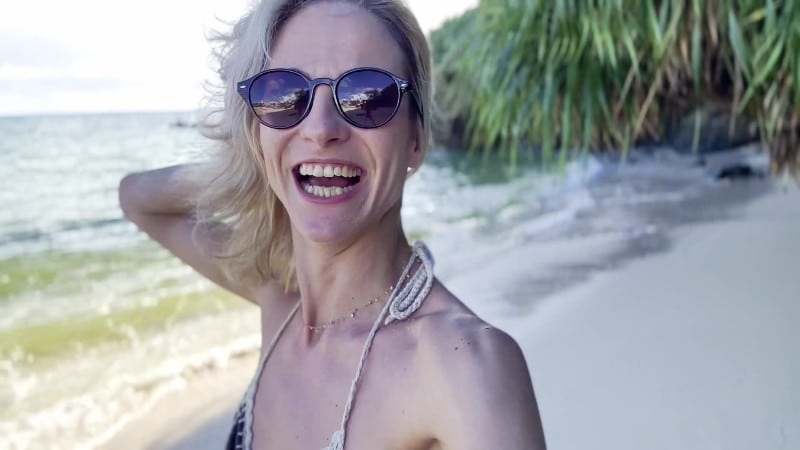 Pacific Ocean Joy Bikini Peach Vlog SFW 5