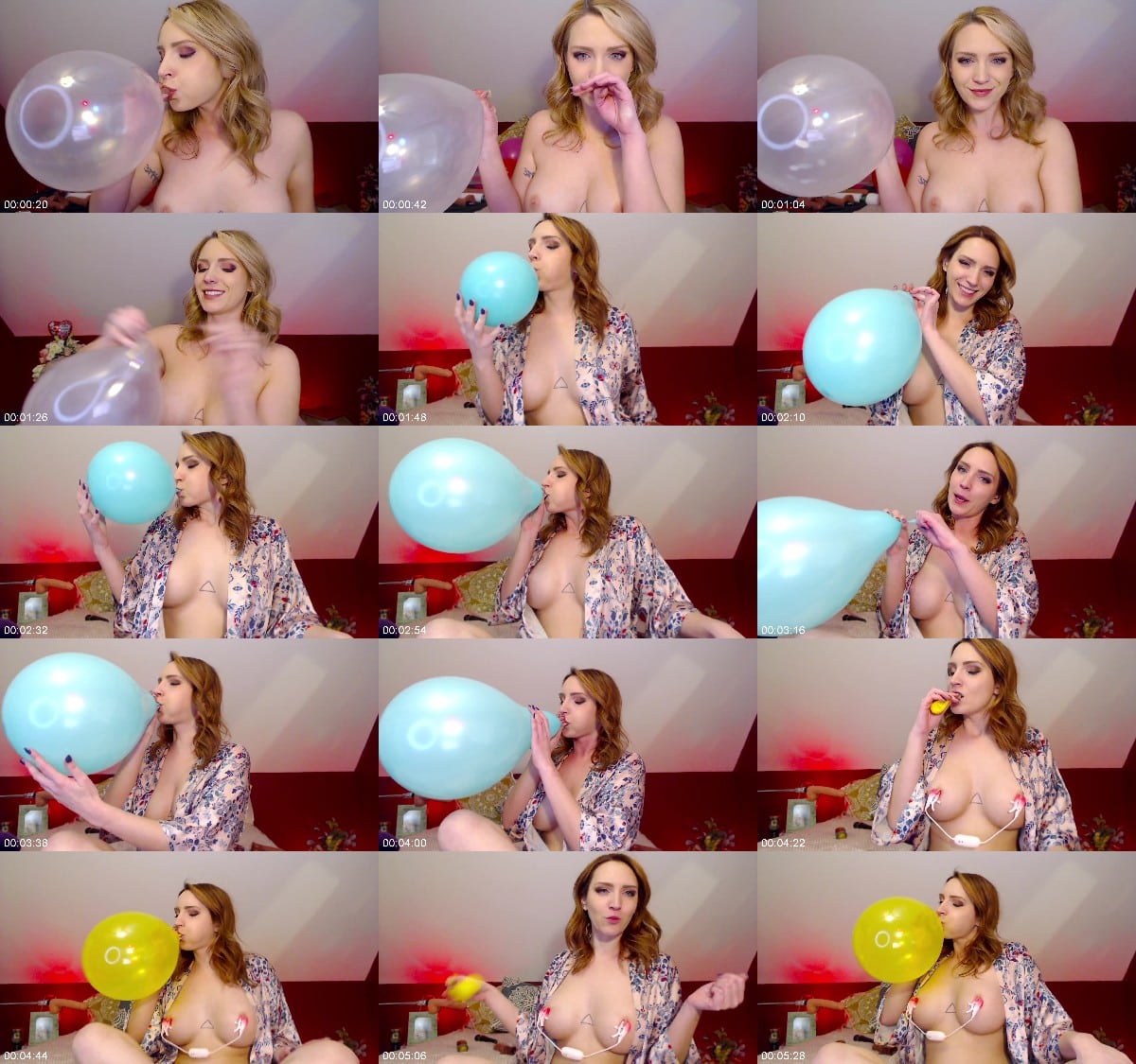 SneezeGoddess - Blowing Balloons Topless on Cam 6