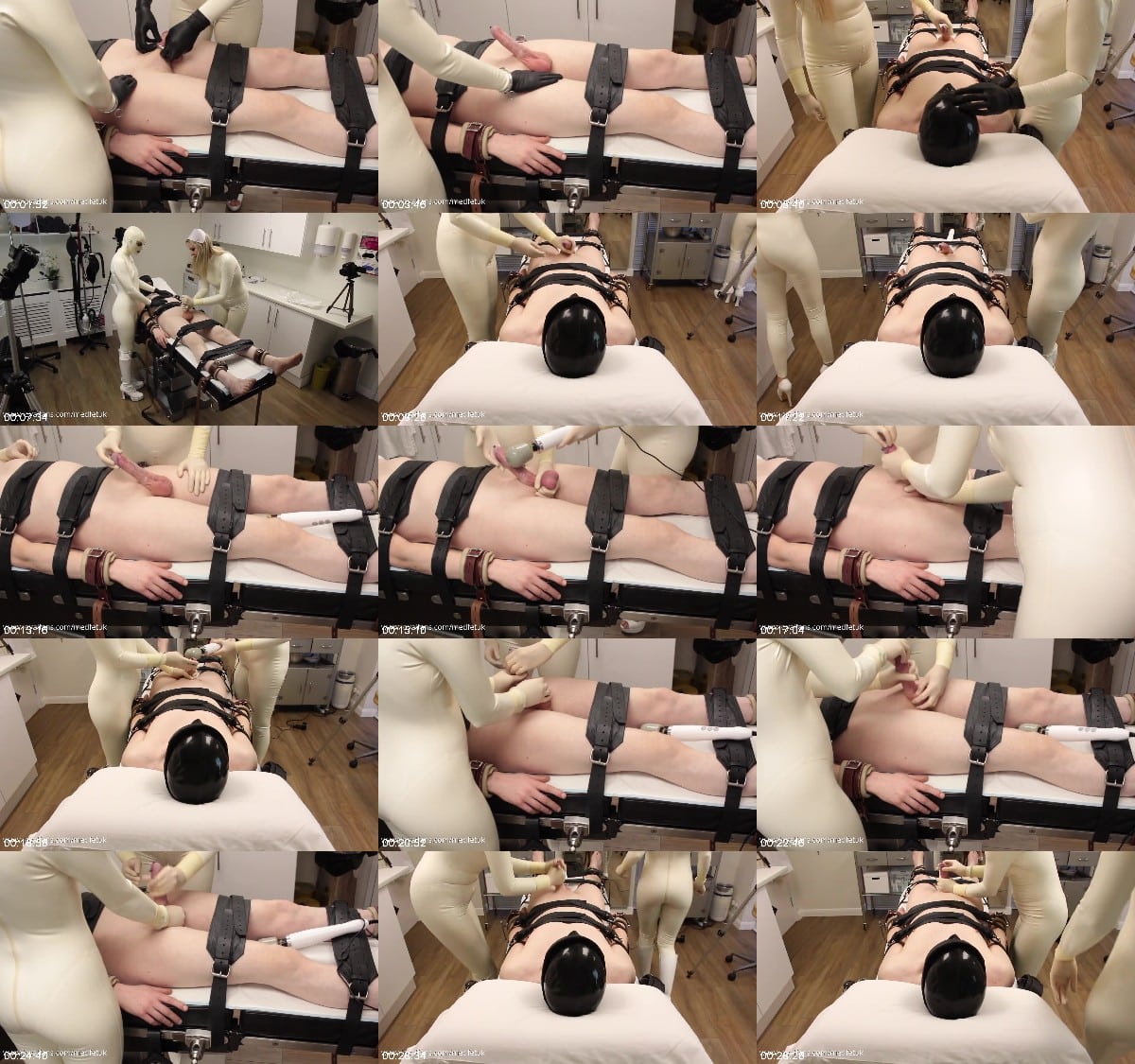 The MedFet Clinic - 2 nurses manual milking in tight latex catsuits and surgical gloves 6
