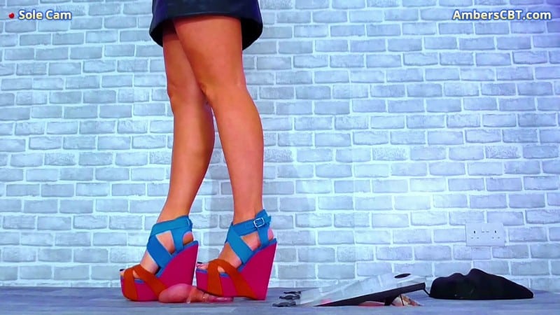 Under Amber - Flattening His Cock - Balls Under My Hard Summer Wedges 3