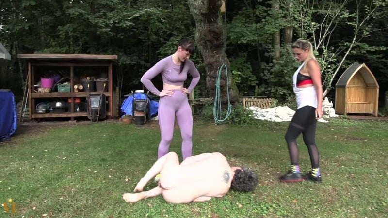 Vivienne lAmour and my friend Nikki - GARDEN BALLBUSTING FOR PEEPING TOM 2