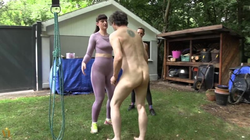 Vivienne lAmour and my friend Nikki - GARDEN BALLBUSTING FOR PEEPING TOM 1