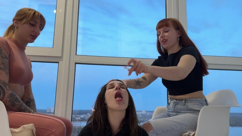 ppfemdom - Mistresses Spit In Slave Girl's Mouth, and She Spits In You - Spitting Hierarchy Lezdom 5