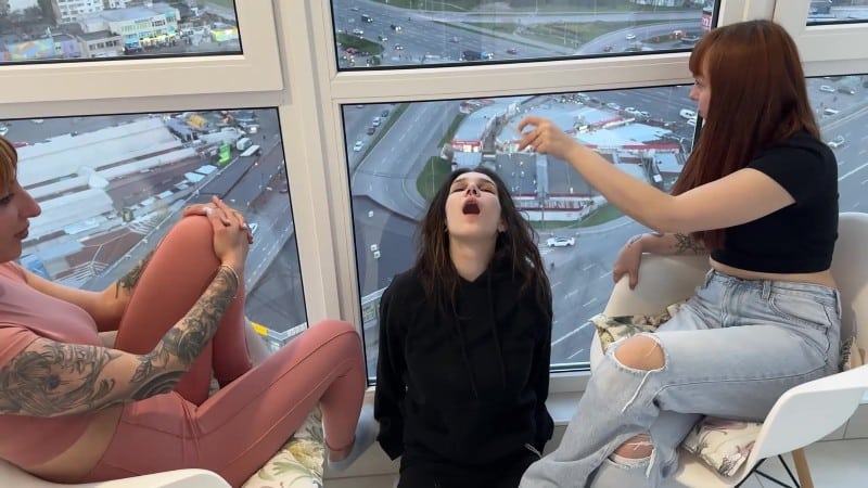 ppfemdom - Mistresses Spit In Slave Girl's Mouth, and She Spits In You - Spitting Hierarchy Lezdom 6