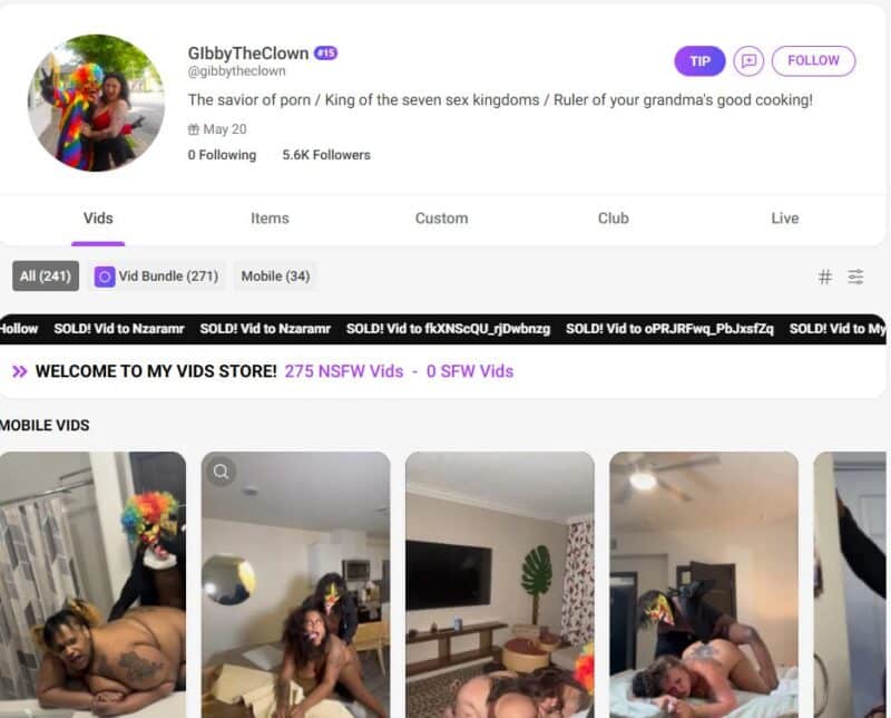 GIbbyTheClown Leaks Manyvids Siterip tezfiles [35 video / 118.35 GB] 1