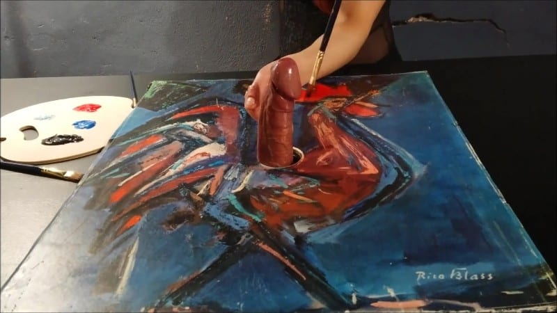 Coruja Preta - Cock Milking Painting With A Cum And Colors 2