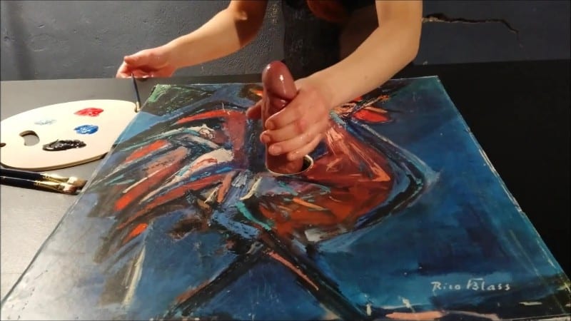 Coruja Preta - Cock Milking Painting With A Cum And Colors 3
