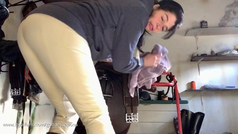 Equestrian Findom - Goddess Epona - Getting The Saddle Ready So I Can Ride 1