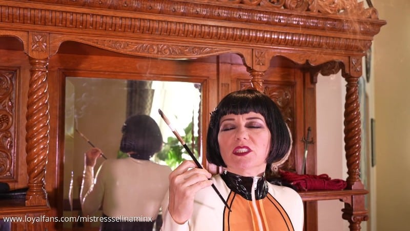 Mistress Selina Minx - Slick & Flick - Latex Catsuit - Smoking 2