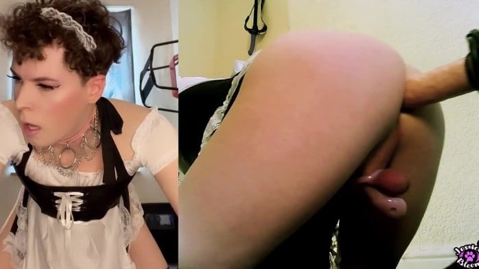 Maid Cums & Squirts Hard From Anal Fucking Machine 1