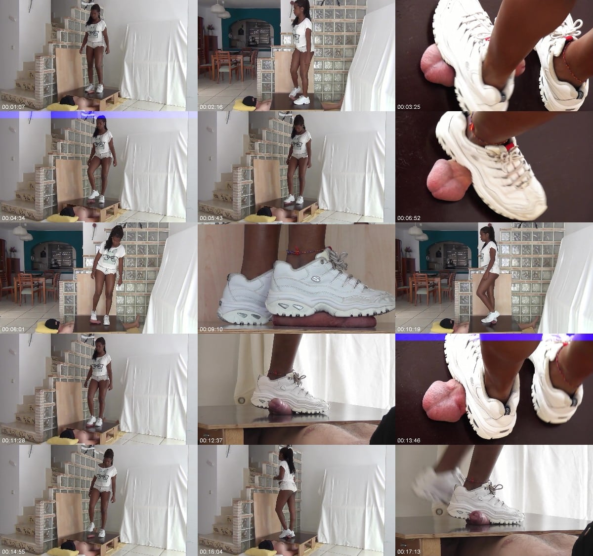 ABALLS AND COCK CRUSHING SEXBOMB - CBTRAMPLE - Brutal Trampling And Ballbusting On The Cockbox By Carolina Escobal In White Skechers 6