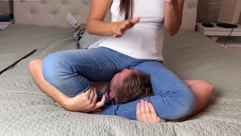 Aggressive Facesitting In Jeans No Escape From Under Me - MEAN ASIAN WIFE 3