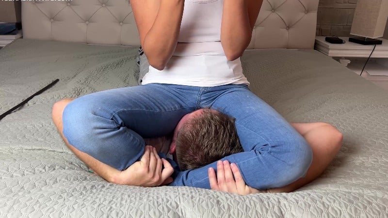 Aggressive Facesitting In Jeans No Escape From Under Me - MEAN ASIAN WIFE 1