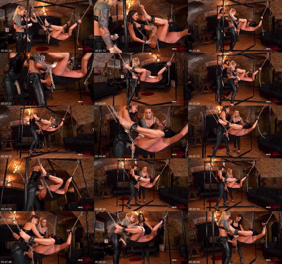 Cruel Punishments - Mistress Anette and Mistress Amirah - Slaves Ass Ruined In A Swing 6