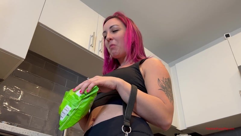 Femdom Puppy Play - Capri Feeds Her Scraps and Sweat 1