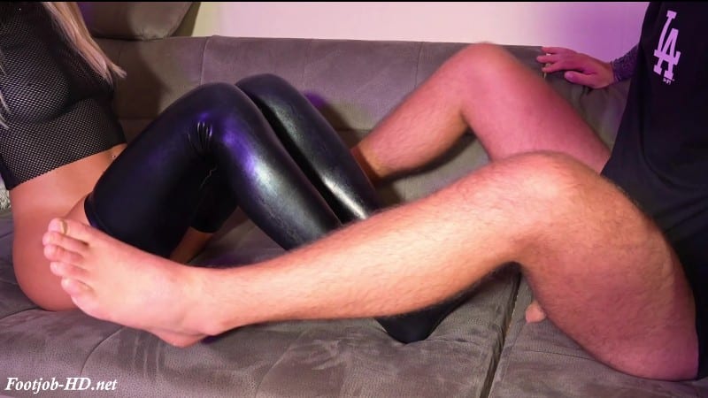 Latex Stockings Footjob - Pussy Play From Hot Blonde - Bubblegum Toes 2