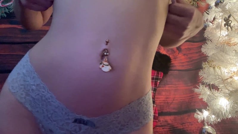 Petite Mercy - Trying on Christmas Holiday Belly Rings 3