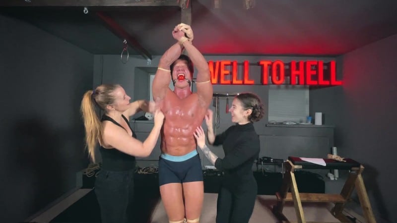 Russian girls fetish 2 girls tickle muscular guy 3