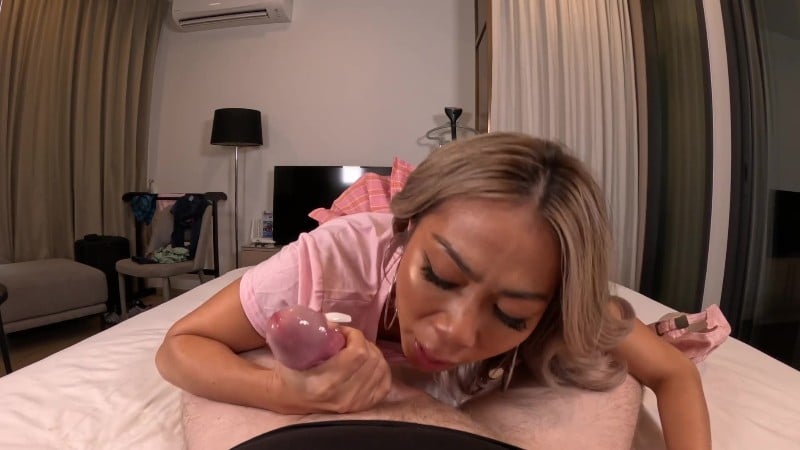 Thai Pornstar Sasha Stone Footjob Blowjob And Facial 5