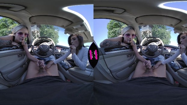 [PS-Porn] Emily Pink & Ria Sunn - Blowjob In The Car With Hitchhikers (2023-09-16) [8K] 2