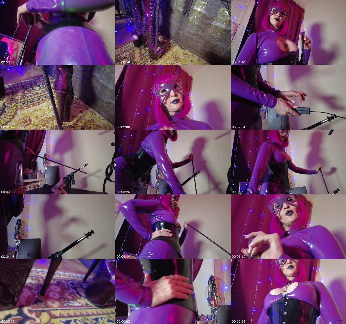 Dominatix Eva Latex Femdom Fetish Purple Rubber Big Ass Milf Bdsm Solo Fuck Machine Hot High Heels 6