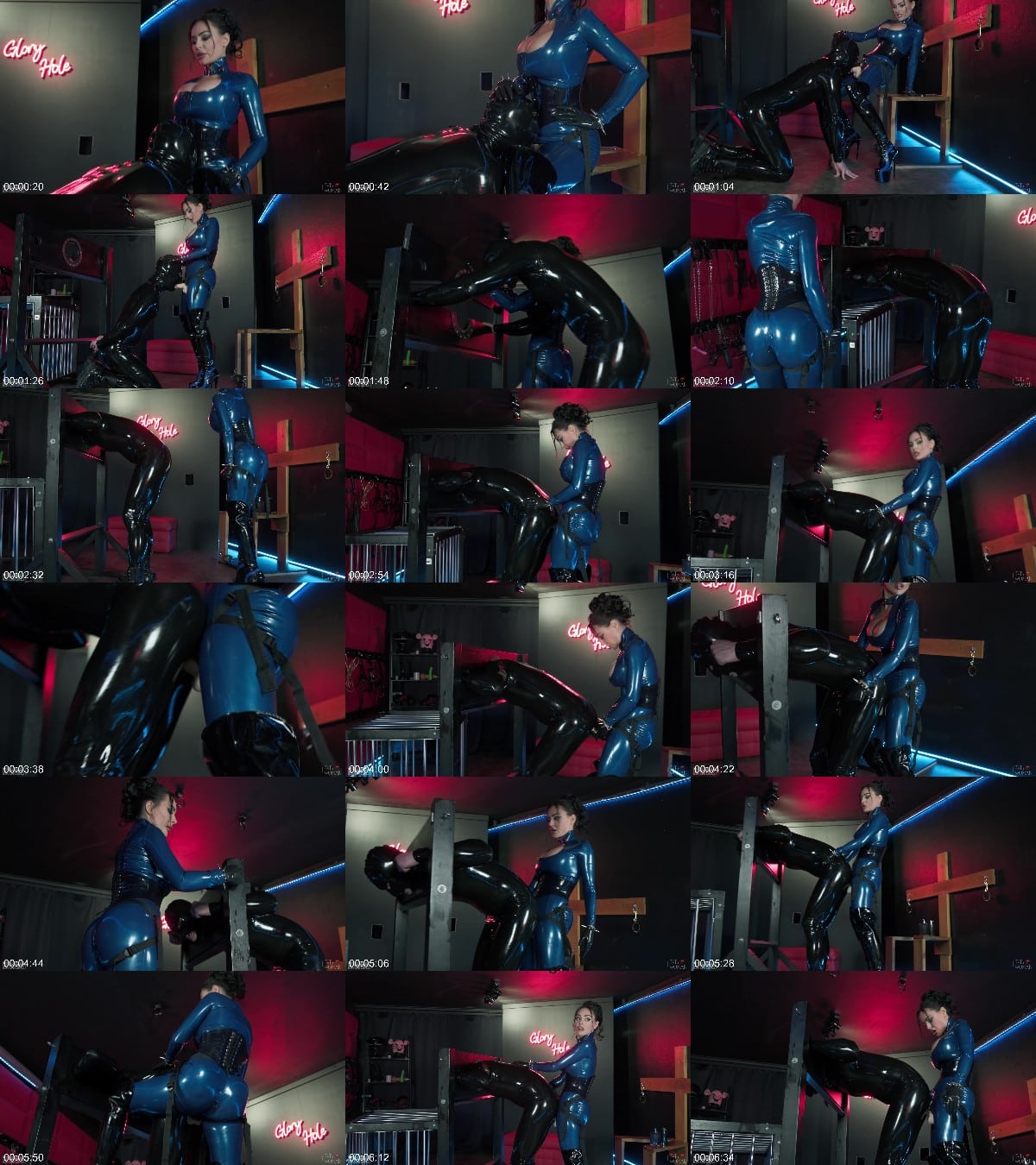 Femdom Adventures - Rough pegging in latex with rubber gimp locked in stocks 4K - Evilwoman 2