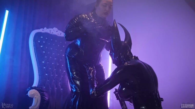 Femdom Adventures - Smoking Latex Shining And Boot Worship With Latex Devil - Mistress Karino 4